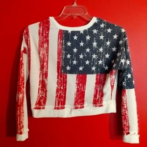Patriotic cropped 3/4 Length sleeve shirt rue 21